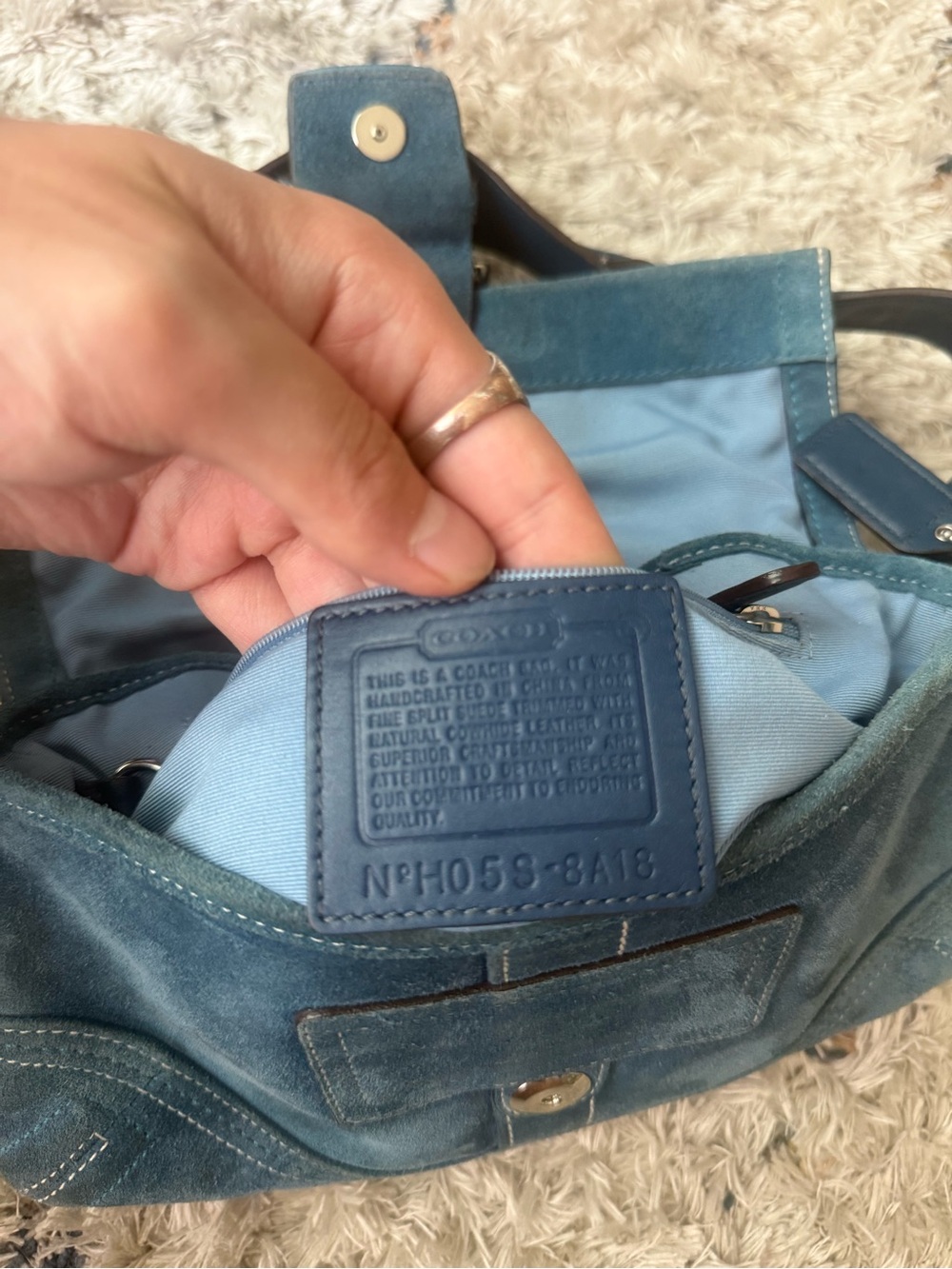 COACH RARE VINTAGE 2005 BLUE SUEDE SOHO DEMI FLAP - Picture 5 of 8